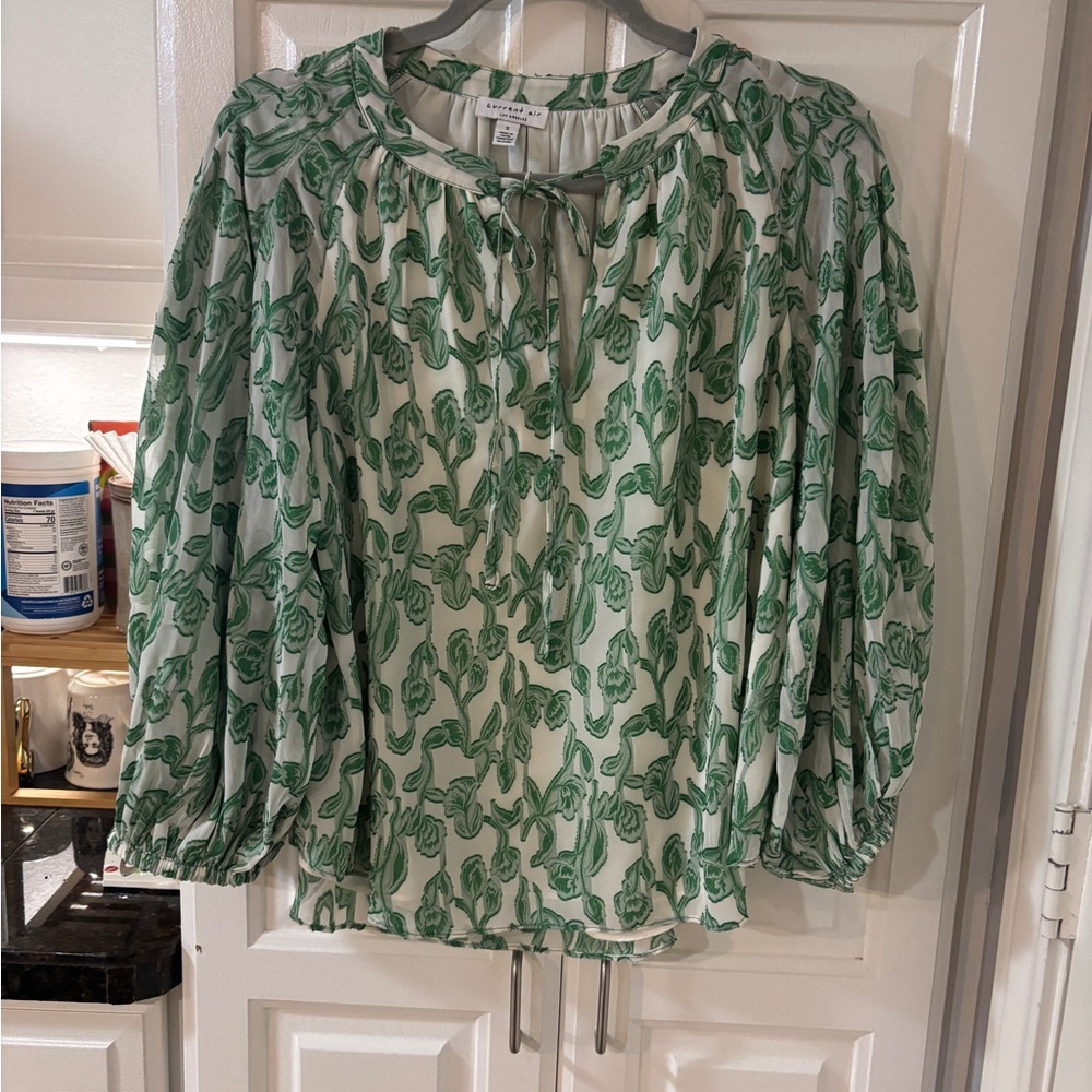 Current Air Green Leaf Pattern Blouse - image 1